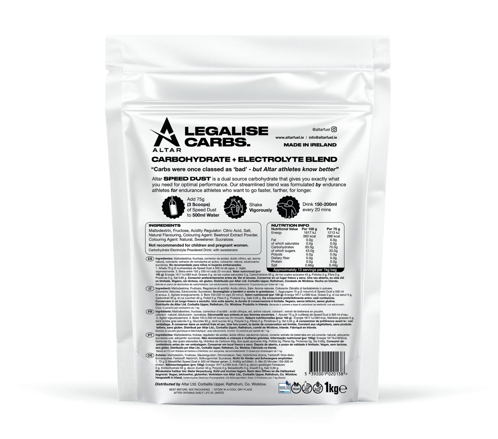 altar speed dust raspberry nutrition back details