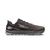 altra lone peak 9 mens, zero drop trail running shoe with natural wide toe box, dark brown colour with grey details, side profile of shoe