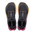 top view of altra lone peak womens trail running shoe in a black pink and orange colour