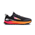 side view of altra lone peak womens trail running shoe in a black pink and orange colour