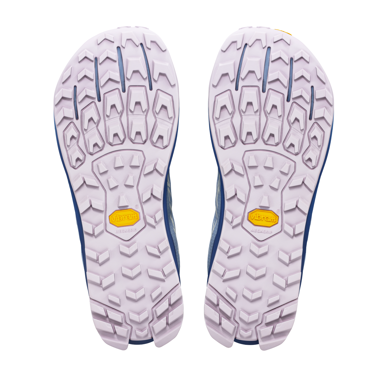 altra lone peak 9 womens, zero drop trail running shoe with natural wide toe box, light blue colour with pink and dark blue details, sole of shoes