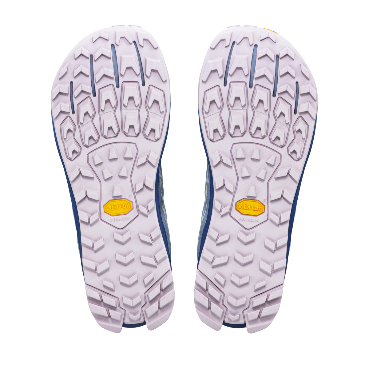 altra lone peak 9 womens, zero drop trail running shoe with natural wide toe box, light blue colour with pink and dark blue details, sole of shoes