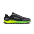 side view of Altra lone peak 9, men's trail running shoes in black and green colour