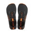 altra lone peak 9 for men, zero drop trail running shoe with minimal cushioning, black with orange detail, top down view of pair of shoes