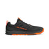 Altra lone peak 9, men's trail running shoe in black and orange colour, side view