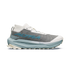 altra olympus 275 hilo mens, technical trail running and racing shoe with maximum cushioning, light blue and grey, side profile of shoe