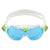 aquasphere seal kid 2, kids swim mask google, watertight fit, clear with blue and lime details, profile of goggle
