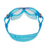 aquasphere clear lens mask goggle for kids, blue with pink details, latex free google for kids