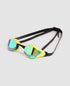 arena cobra core mirror swipe swimming goggles with colorful lenses and black straps