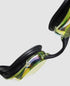 picture of arena cobra ultra swipe mirror goggle with the yellow copper lens and black frame. picture on a white background