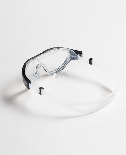 arena mask goggle, called the one, in clear lens with black detail, inner view
