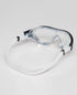 arena mask goggle, called the one, in clear lens with black detail, inner view angled
