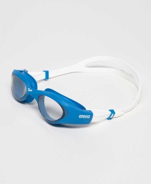 arena the one swim goggle, blue and white