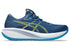 asics gel cumulus 28 for men, lightweight running shoe with soft cushioning, navy blue colour with white sole, side profile of shoe