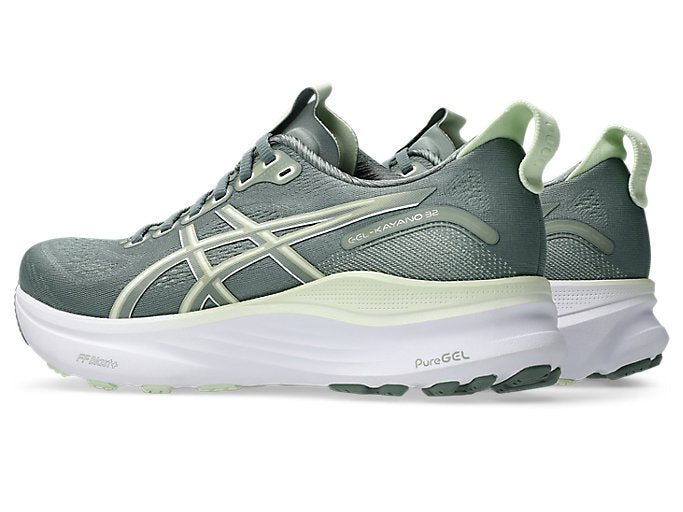 Womens asics road running shoe gel kayano 32 green blue