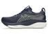 asics gel kayano 33 running shoes for men in midnight blue and khaki colour, side view