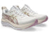 pair of asics gel kayano 33 for women, side view in white, hazy lilac colour