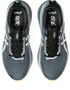 asics gel kayano mens 33 lite show, reflective supportive road running and walking shoes with maximum cushioning, grey blue with orange detail, top down of shoes