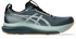 asics gel kayano mens 33 lite show, reflective supportive road running and walking shoes with maximum cushioning, grey blue with orange detail, side profile of shoe