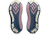 asics gel kayano for women, supportive shoe for running and walking, navy colour with purple details, profile of  sole of both shoes on a white background