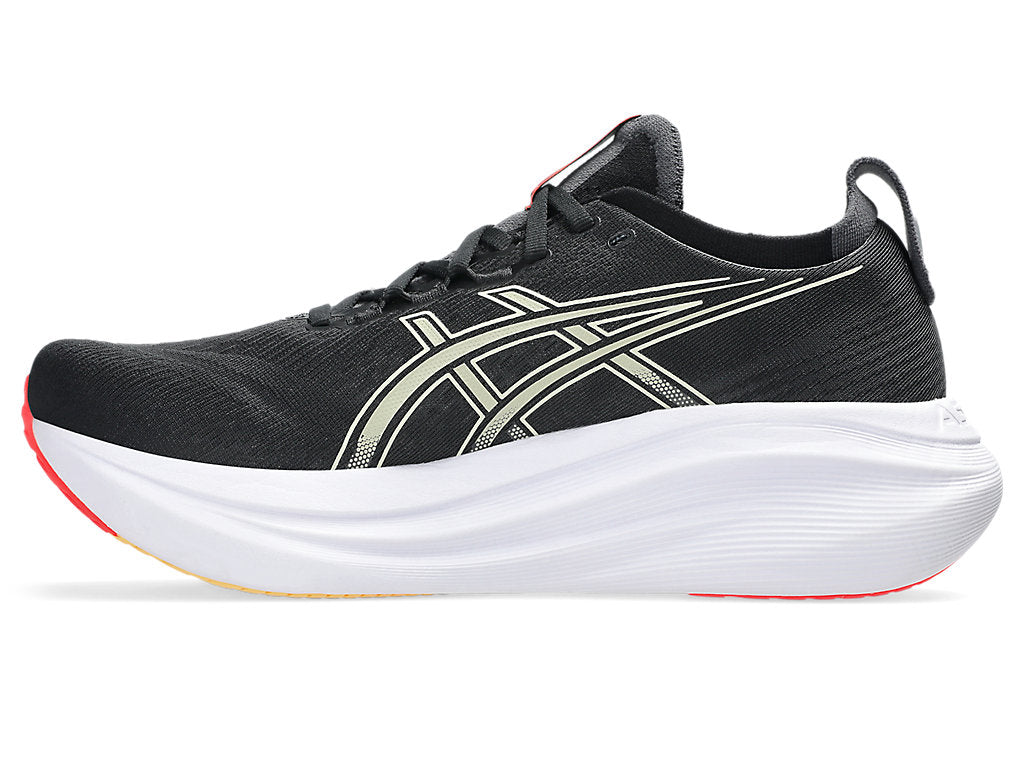 asics gel nimbus 27 running shoe for men, black khaki colour, inner view