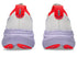 white and purple asics gel nimbus running shoe with purple and white speckles and red details heels