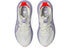 white and purple asics gel nimbus running shoe top of shoe