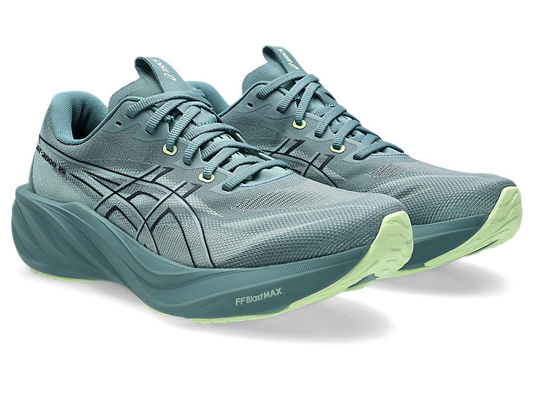mens asics GT 2000 15 in a dark cyan blue colour with lighter green details on the sole of the shoe. featuring adaptive support that activates exactly when you need it, keeping your stride smooth and balanced without feeling restrictive.