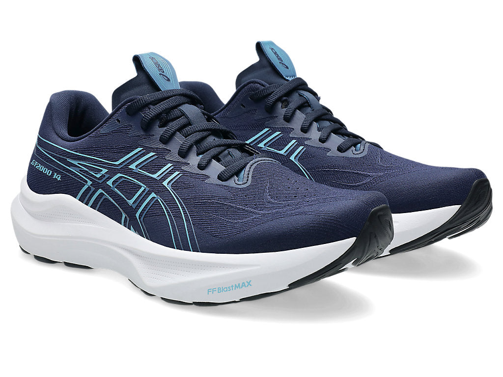 asics gt 2000 v14 support shoe for men who overpronate when running, blue colour