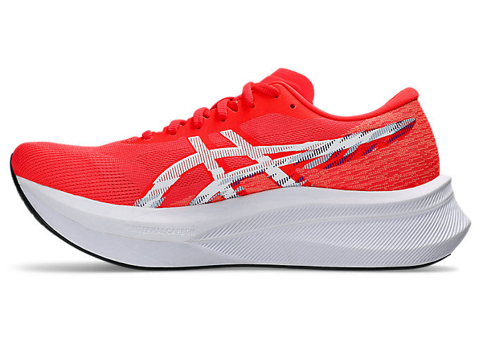 asics magic speed 4 for men flash red and white colour carbon plate racing running shoe inside profile