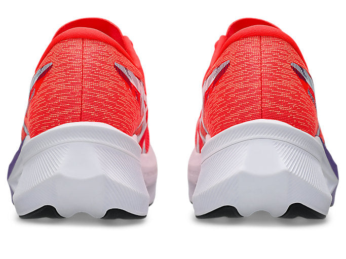 asics magic speed 4 for men flash red and white colour carbon plate racing running shoe heel 