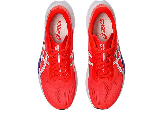asics magic speed 4 for men flash red and white colour carbon plate racing running shoe top