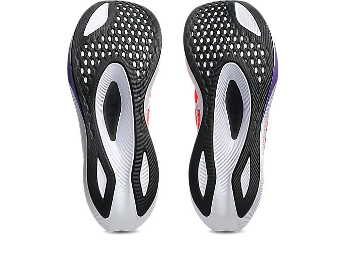 asics magic speed 4 for men flash red and white colour carbon plate racing running shoe bottom