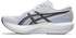 asics magic speed 5, lightweight carbon plated race day shoe for men and women, white with purple, inside profile of shoe