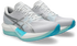 asics magic speed 5, lightweight carbon plated race day shoe for men and women, white with light blue, pair of shoes side profile