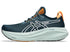 asics Nimbus 27 TR, maximum cushioned running shoe for men, navy blue colour with aqua blue sole, inside angle