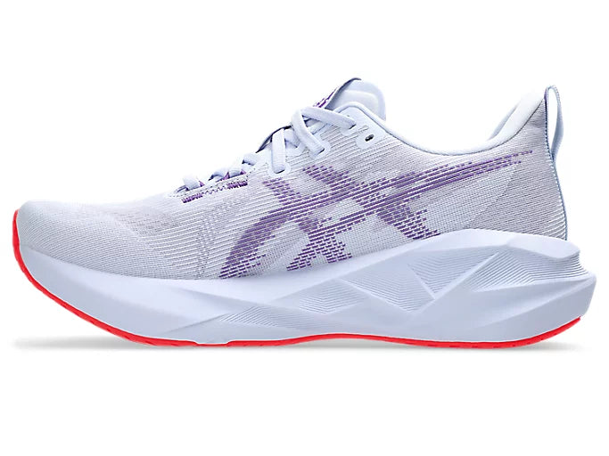 purple asics novablast running shoes purple asics logo