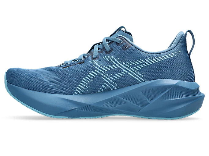 Blue asics novablast running shoe inside 