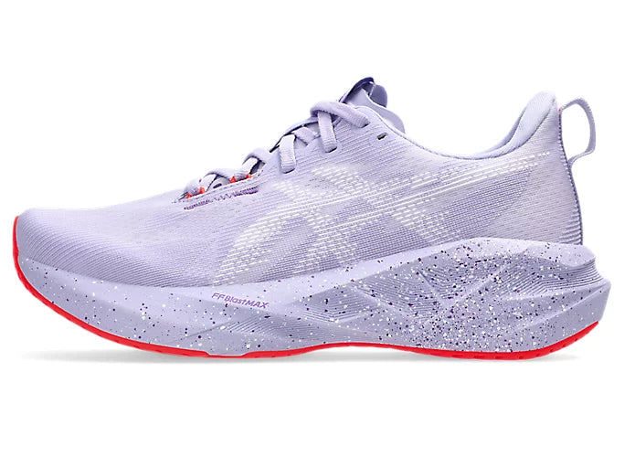 Purple asics novablast running shoe for women inside