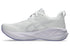 womens asics novablast 5 lightweight daily trainer for running, white light purple colour side view