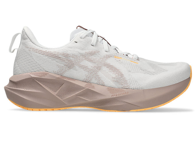outside profile asics novablast 5 for women white and brown colour