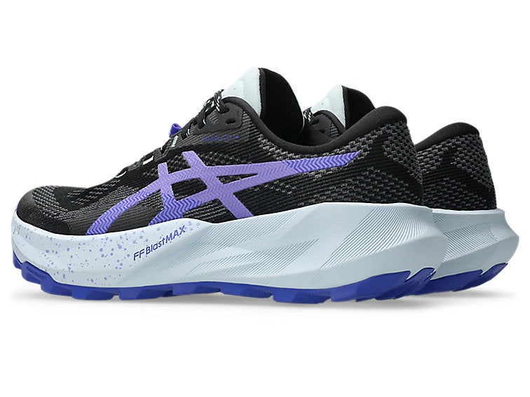 pair of asics trabuco 14 trail running shoe for women, black / amethyst colour