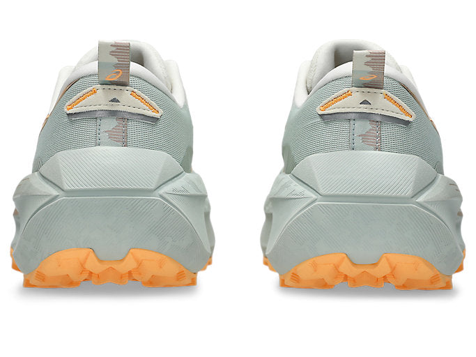 asics trabuco max 4 for women cream dusty steppe colour cushioned trail runnign shoe back heel