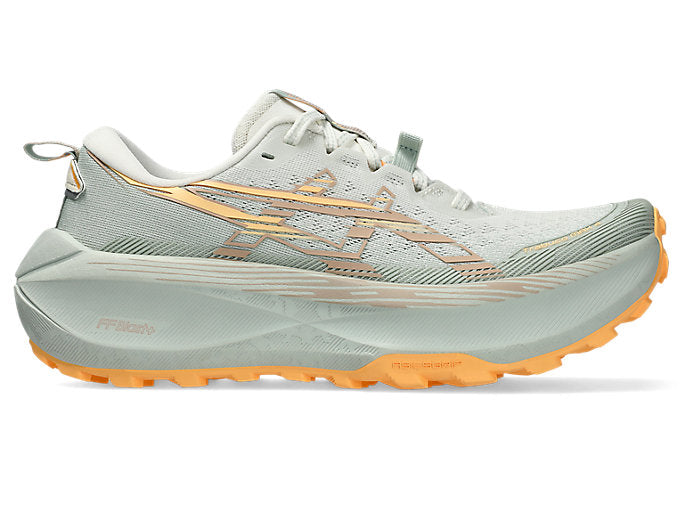 asics trabuco max 4 for women cream dusty steppe colour cushioned trail runnign shoe profile