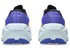 heel view of asics trabuco max 5, men's trail running shoe in purple colour with white and orange sole, Cobalt Burst/Black