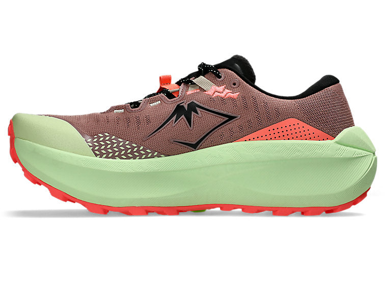 asics trabuco max 5, men's trail running shoe in orange colour with green sole, Umeboshi/Black
