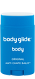 Blue stick of body glide anti chafe balm on a white background