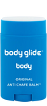 Blue stick of body glide anti chafe balm on a white background