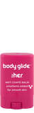 pink container of body glide with lid on