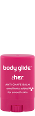 pink container of body glide with lid on